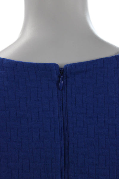 Laundry by Shelli Segal, Women, Shift Dress Blue Midi Round Neck Zip Size 12