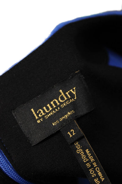 Laundry by Shelli Segal, Women, Shift Dress Blue Midi Round Neck Zip Size 12