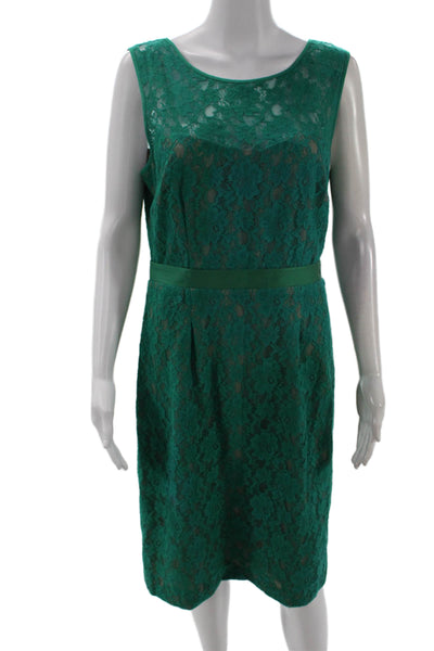 BCBG Max Azria Women Sheath Dress Green Sleeveless Mid-Calf Size 12