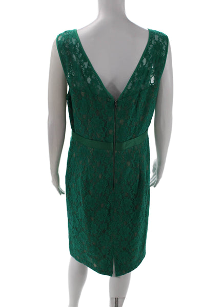 BCBG Max Azria Women Sheath Dress Green Sleeveless Mid-Calf Size 12