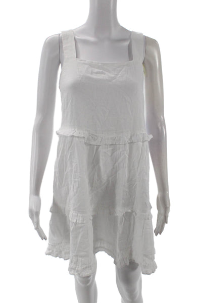 Rails Women White Sundress Square Neck Sleeveless Rayon Knee Length Boho Size S