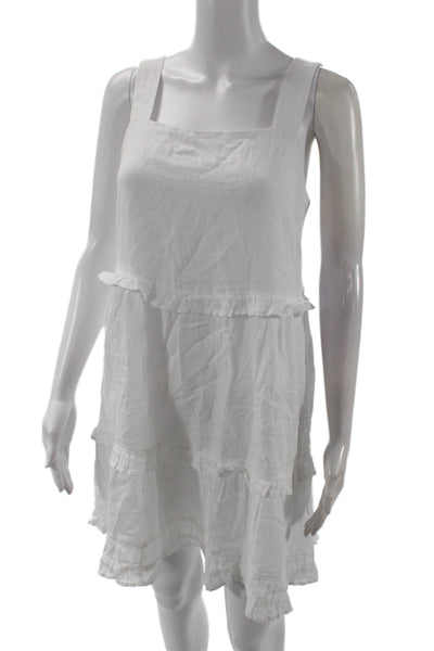 Rails Women White Sundress Square Neck Sleeveless Rayon Knee Length Boho Size S