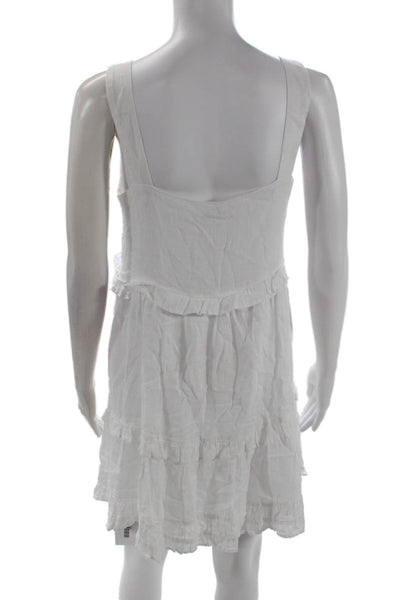Rails Women White Sundress Square Neck Sleeveless Rayon Knee Length Boho Size S