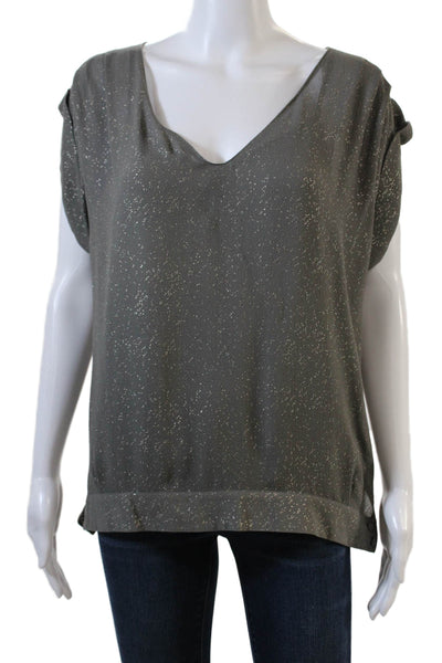 Comptoir Des Cotonniers Women Dark Gray Silk V-Neck Camisole Size 40