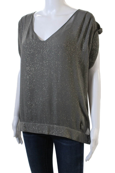 Comptoir Des Cotonniers Women Dark Gray Silk V-Neck Camisole Size 40