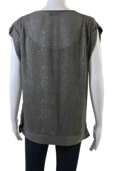 Comptoir Des Cotonniers Women Dark Gray Silk V-Neck Camisole Size 40
