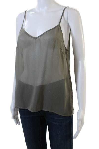 Comptoir Des Cotonniers Women Dark Gray Silk V-Neck Camisole Size 40