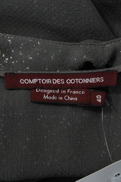 Comptoir Des Cotonniers Women Dark Gray Silk V-Neck Camisole Size 40