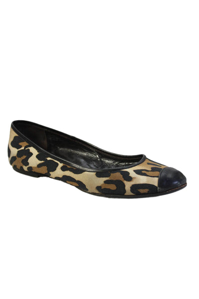 Giuseppe Zanotti Design Womens Leopard Printed Ballet Flats Brown Size 39