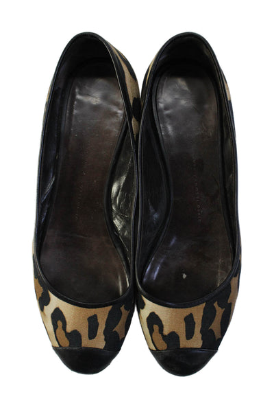 Giuseppe Zanotti Design Womens Leopard Printed Ballet Flats Brown Size 39