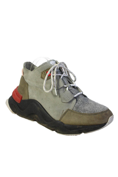 Sorel Womens Lace Up Logo Chunky Walking Sneakers Gray Black Size 9.5