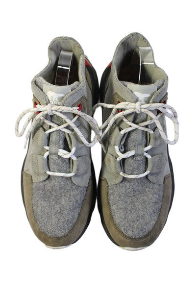 Sorel Womens Lace Up Logo Chunky Walking Sneakers Gray Black Size 9.5