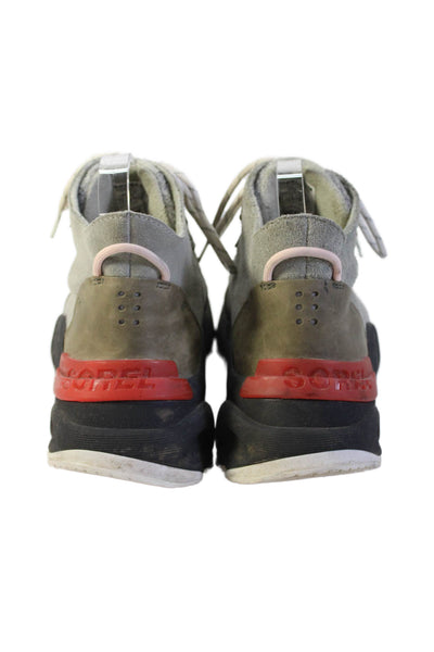 Sorel Womens Lace Up Logo Chunky Walking Sneakers Gray Black Size 9.5