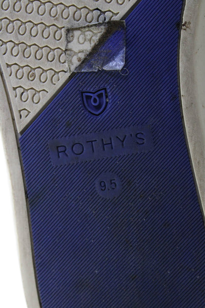 Rothys Womens Slip On Round Toe Knit Sneakers Purple White Size 9.5