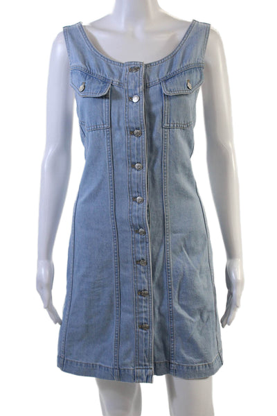 Madewell Womens Light Blue Overall Dress Sleeveless Square Neck Cotton Size 14