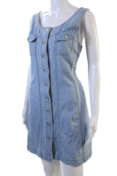 Madewell Womens Light Blue Overall Dress Sleeveless Square Neck Cotton Size 14