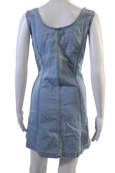 Madewell Womens Light Blue Overall Dress Sleeveless Square Neck Cotton Size 14