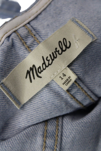 Madewell Womens Light Blue Overall Dress Sleeveless Square Neck Cotton Size 14