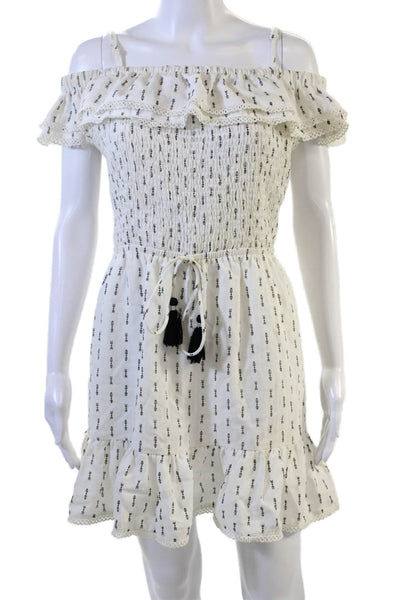 Lost + Wander Womens Mini Sundress White Geometric 80% Rayon 20% Nylon Size L