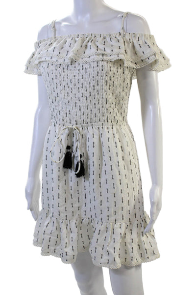 Lost + Wander Womens Mini Sundress White Geometric 80% Rayon 20% Nylon Size L