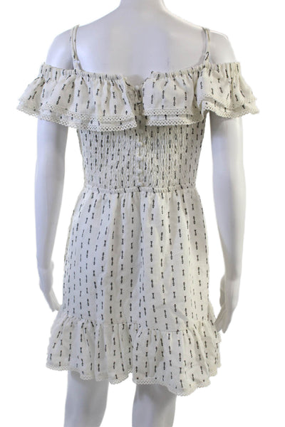 Lost + Wander Womens Mini Sundress White Geometric 80% Rayon 20% Nylon Size L