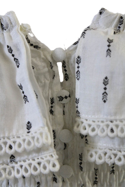 Lost + Wander Womens Mini Sundress White Geometric 80% Rayon 20% Nylon Size L