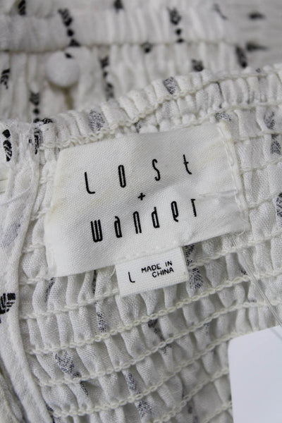 Lost + Wander Womens Mini Sundress White Geometric 80% Rayon 20% Nylon Size L