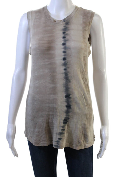 Raquel Allegra Women Basic Sleeveless Cotton Tank Beige Crew Neck Size 1