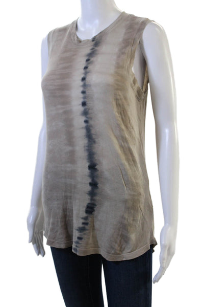 Raquel Allegra Women Basic Sleeveless Cotton Tank Beige Crew Neck Size 1