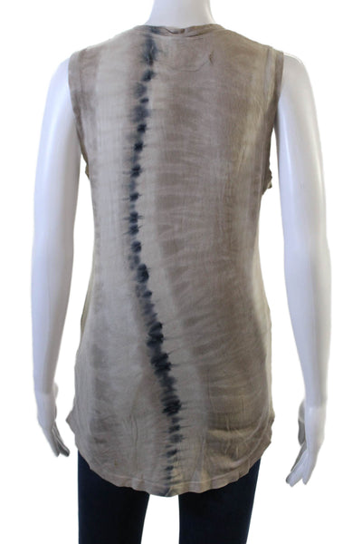 Raquel Allegra Women Basic Sleeveless Cotton Tank Beige Crew Neck Size 1