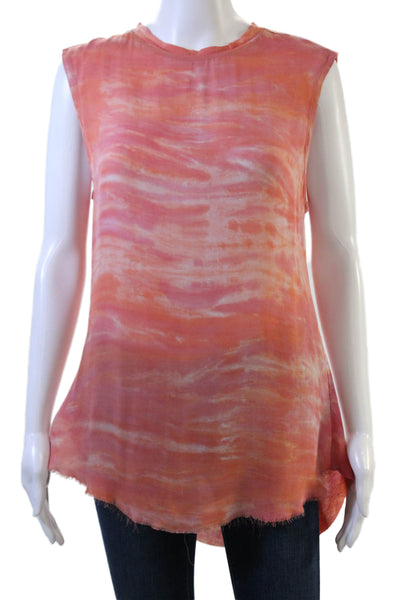 Raquel Allegra Womens Orange Silk Rayon Tunic Tank Sleeveless Crew Neck Size 1