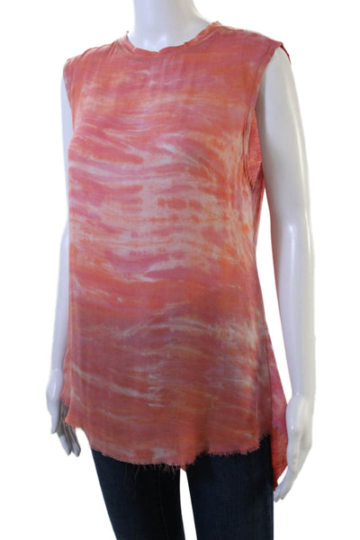 Raquel Allegra Womens Orange Silk Rayon Tunic Tank Sleeveless Crew Neck Size 1
