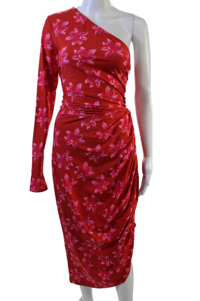Jonathan Cohen Womens Bodycon Floral Long Sleeve Dress Red Size 2X
