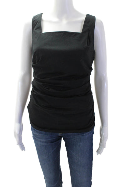 Ann Taylor Women Black Square Neck Sleeveless Tank Classic Size 2