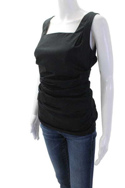 Ann Taylor Women Black Square Neck Sleeveless Tank Classic Size 2