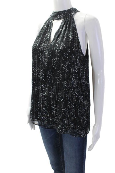 Ramy Brook Womens Black Polka Dot Tie-Neck Sleeveless Blouse Size S