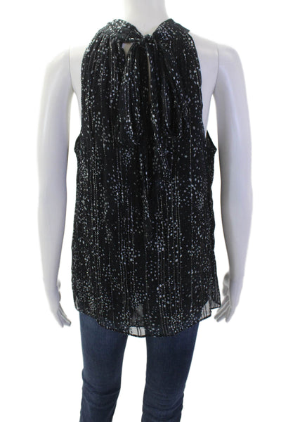 Ramy Brook Womens Black Polka Dot Tie-Neck Sleeveless Blouse Size S