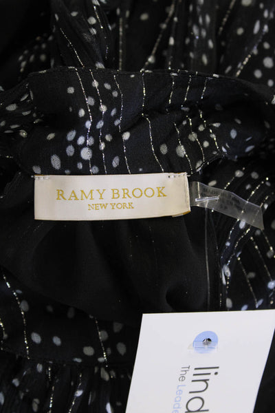 Ramy Brook Womens Black Polka Dot Tie-Neck Sleeveless Blouse Size S