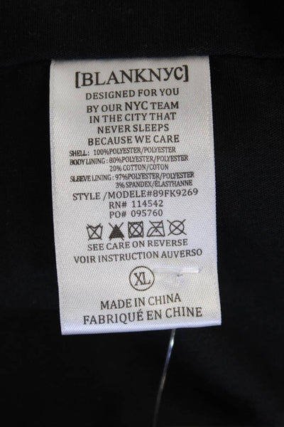 BLANKNYC Womens Biker Jacket Dark Blue Long Sleeve Collared Size XL
