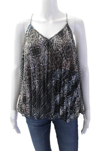 Ramy Brook Women Black Animal Print V-Neck Camisole Sleeveless Size XS