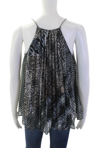 Ramy Brook Women Black Animal Print V-Neck Camisole Sleeveless Size XS