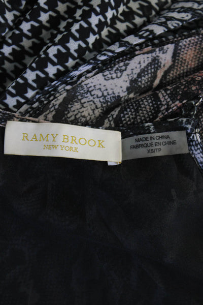 Ramy Brook Women Black Animal Print V-Neck Camisole Sleeveless Size XS