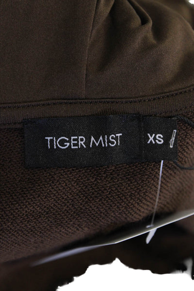 Tiger Mist Women Full-Zip Hoodie Brown Graphic 52% Cotton Size XS