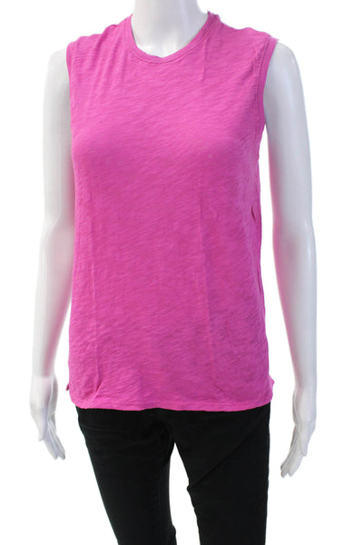 ATM Women Tank Basic Sleeveless Pink Cotton Crew Neck Size M