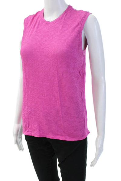 ATM Women Tank Basic Sleeveless Pink Cotton Crew Neck Size M