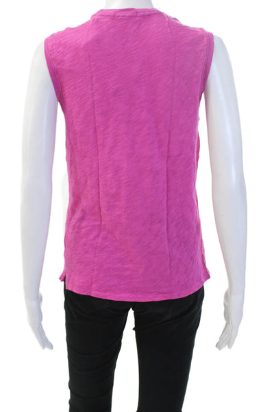 ATM Women Tank Basic Sleeveless Pink Cotton Crew Neck Size M