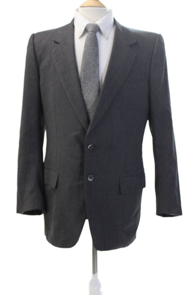Ermenegildo Zegna Mens Striped Dark Gray Suit Jacket Size L