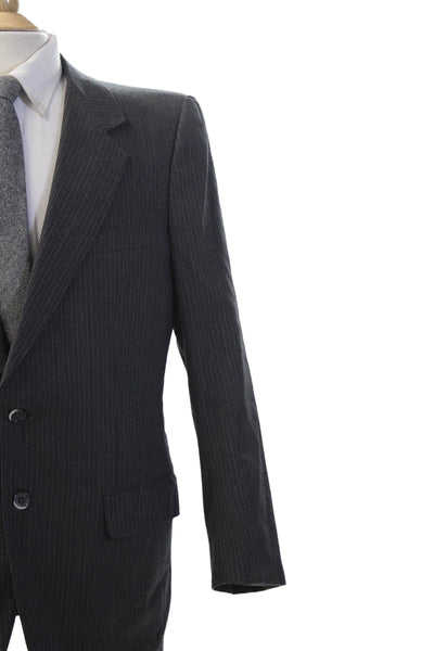 Ermenegildo Zegna Mens Striped Dark Gray Suit Jacket Size L