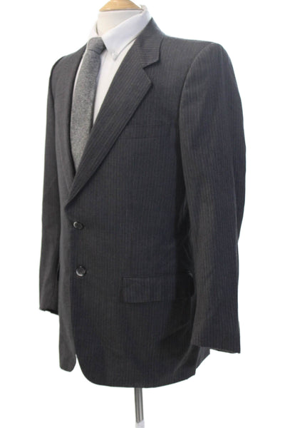 Ermenegildo Zegna Mens Striped Dark Gray Suit Jacket Size L