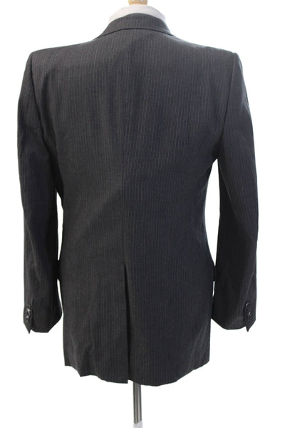 Ermenegildo Zegna Mens Striped Dark Gray Suit Jacket Size L